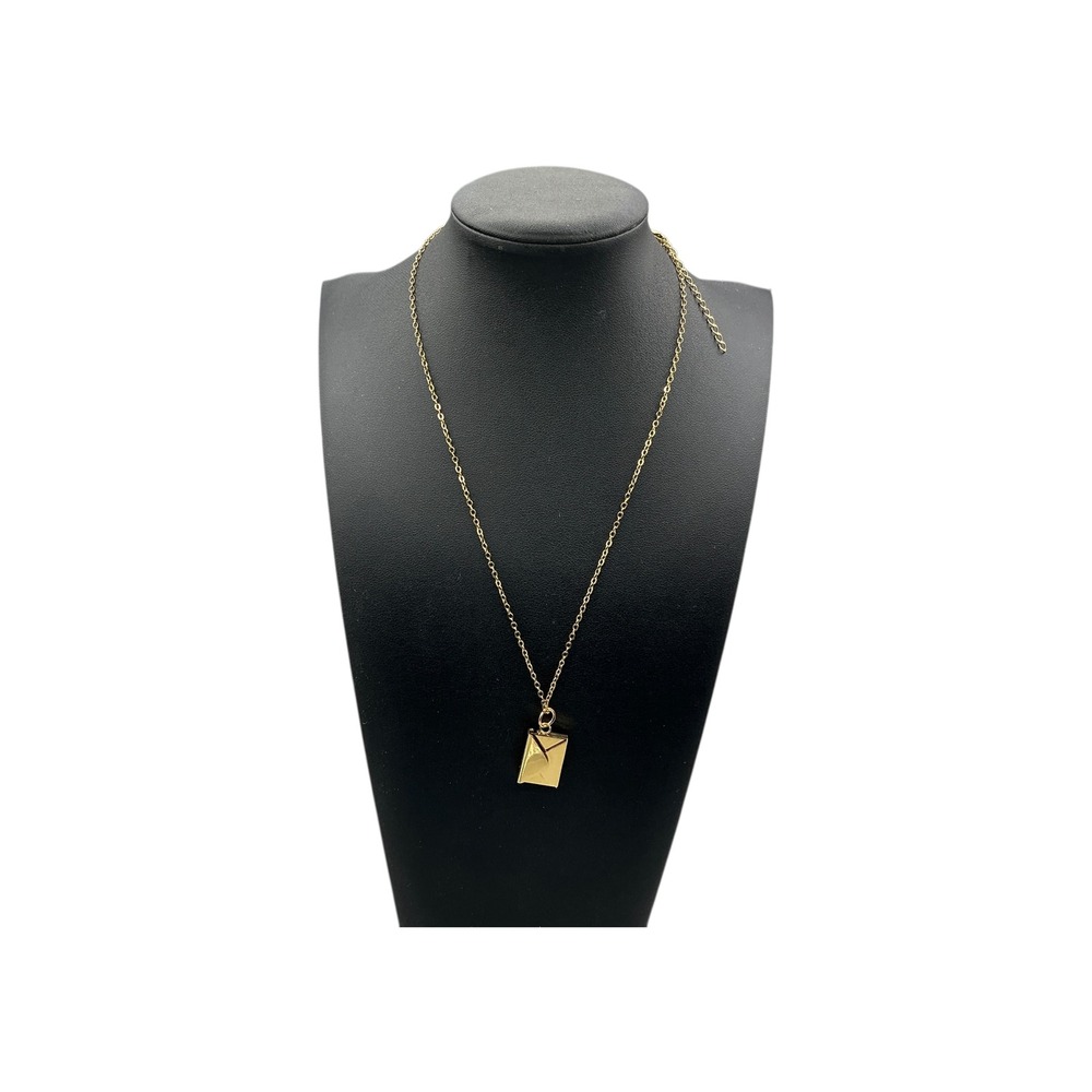 LAmour Enchante Gold Tone Envelope Charm Necklace Love You Message 18 Inch